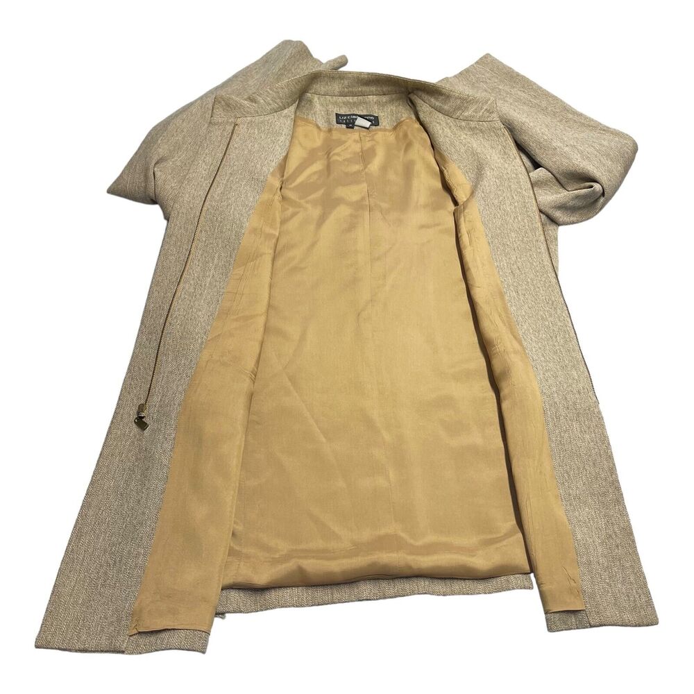 Liz Claiborne Jacket Sweater Blazer Women's 10 Beige Hidden Zip Long Sleeve - Picture 7 of 8
